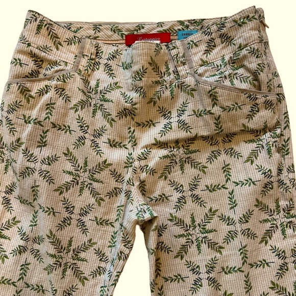 Anthropologie Cartonnier Charlie trouser pants size 4 fern print Tan Green - Picture 6 of 13